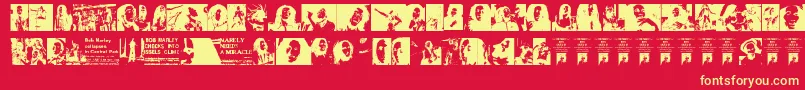 フォントBobNeverDies – 黄色の文字、赤い背景