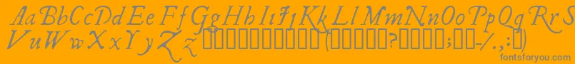 Ilshakefest-Schriftart – Graue Schriften auf orangefarbenem Hintergrund