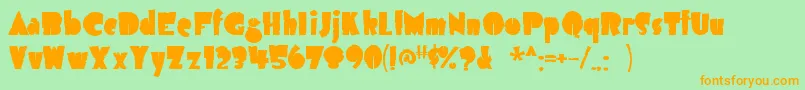 フォントAirmole ffy – オレンジの文字が緑の背景にあります。