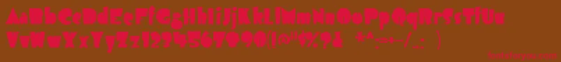 フォントAirmole ffy – 赤い文字が茶色の背景にあります。