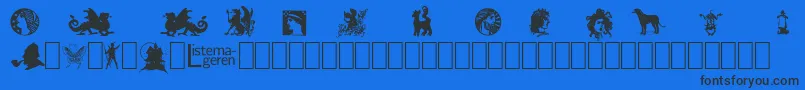 Шрифт ListemagerensDingbats1 – чёрные шрифты на синем фоне