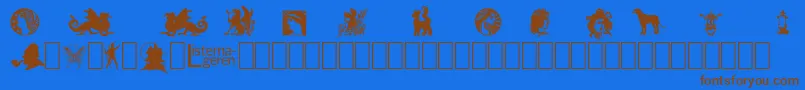 Police ListemagerensDingbats1 – polices brunes sur fond bleu