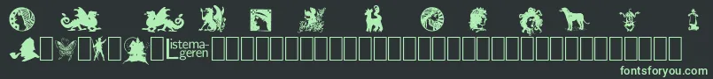 Шрифт ListemagerensDingbats1 – зелёные шрифты на чёрном фоне
