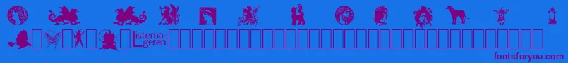 Шрифт ListemagerensDingbats1 – фиолетовые шрифты на синем фоне