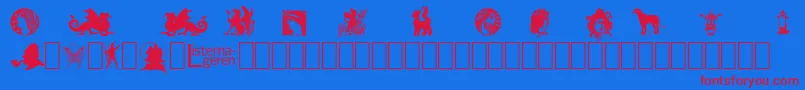 ListemagerensDingbats1 Font – Red Fonts on Blue Background