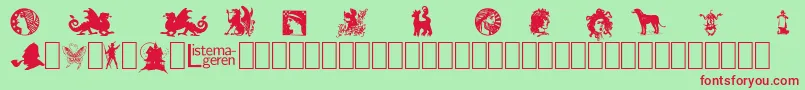 ListemagerensDingbats1 Font – Red Fonts on Green Background