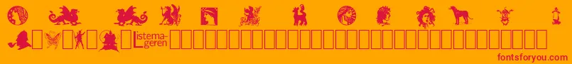 ListemagerensDingbats1 Font – Red Fonts on Orange Background