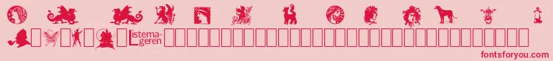 ListemagerensDingbats1 Font – Red Fonts on Pink Background