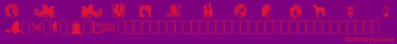 フォントListemagerensDingbats1 – 紫の背景に赤い文字