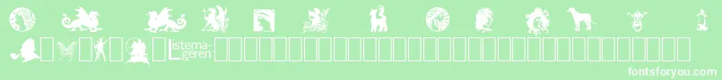 ListemagerensDingbats1 Font – White Fonts on Green Background