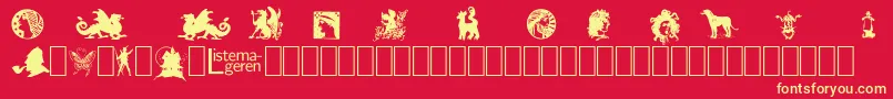 ListemagerensDingbats1 Font – Yellow Fonts on Red Background