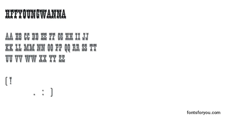 Police HffYoungWanna (70487) - Alphabet, Chiffres, Caractères Spéciaux