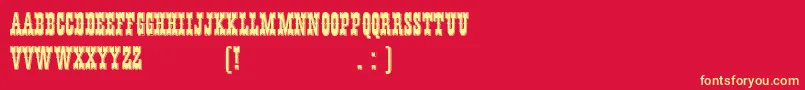 Fonte HffYoungWanna – fontes amarelas em um fundo vermelho