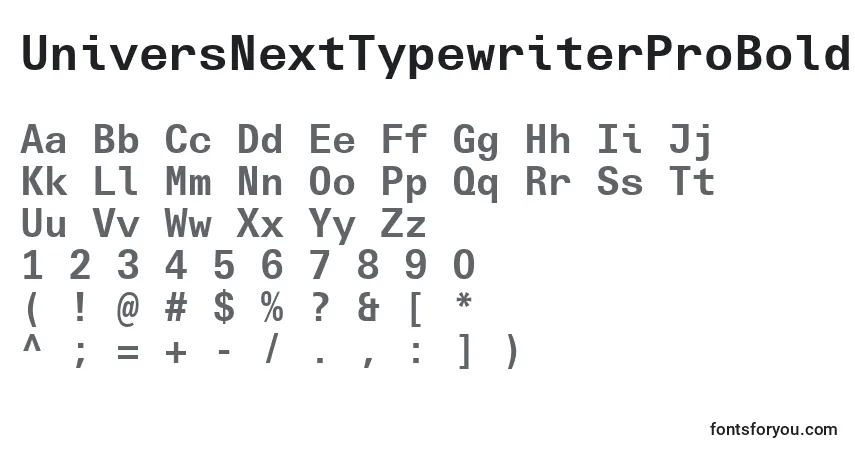 Schriftart UniversNextTypewriterProBold – Alphabet, Zahlen, spezielle Symbole