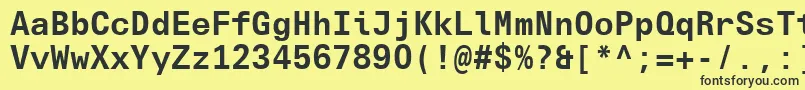 Czcionka UniversNextTypewriterProBold – czarne czcionki na żółtym tle