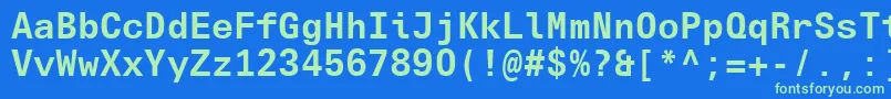 Czcionka UniversNextTypewriterProBold – zielone czcionki na niebieskim tle