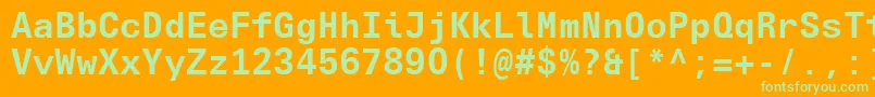 Czcionka UniversNextTypewriterProBold – zielone czcionki na pomarańczowym tle