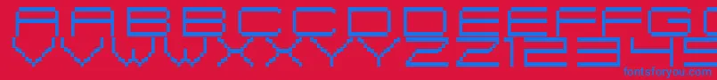 Czcionka FiskBitmapNr2 – niebieskie czcionki na czerwonym tle