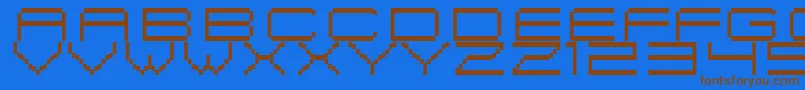 FiskBitmapNr2-Schriftart – Braune Schriften auf blauem Hintergrund
