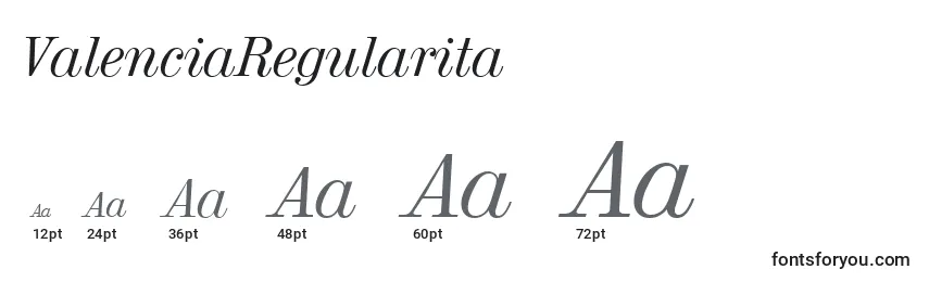 Größen der Schriftart ValenciaRegularita