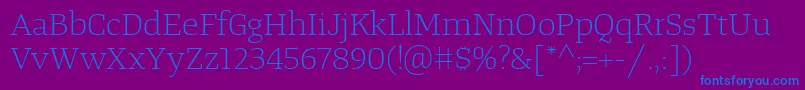 TangerserifwideulLight Font – Blue Fonts on Purple Background