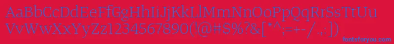 TangerserifwideulLight Font – Blue Fonts on Red Background