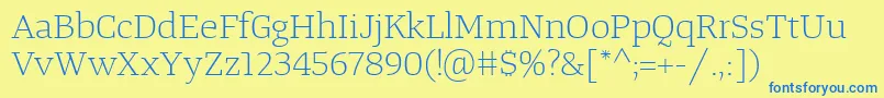 TangerserifwideulLight Font – Blue Fonts on Yellow Background