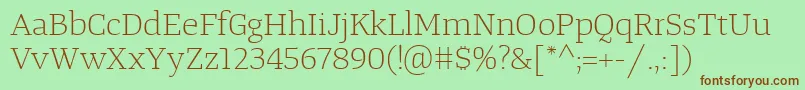 TangerserifwideulLight Font – Brown Fonts on Green Background