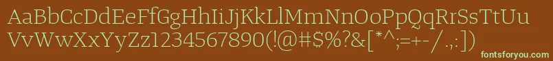 TangerserifwideulLight Font – Green Fonts on Brown Background