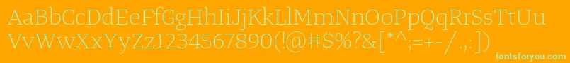 TangerserifwideulLight Font – Green Fonts on Orange Background