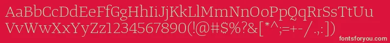 TangerserifwideulLight Font – Green Fonts on Red Background