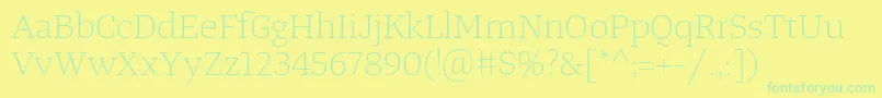 TangerserifwideulLight Font – Green Fonts on Yellow Background