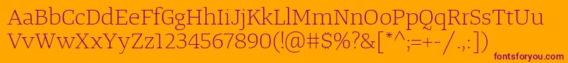 TangerserifwideulLight Font – Purple Fonts on Orange Background