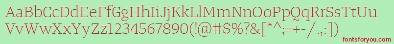 TangerserifwideulLight Font – Red Fonts on Green Background