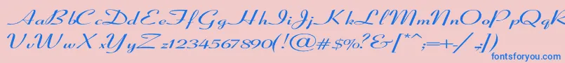 CoronetSemiboldItalicEx Font – Blue Fonts on Pink Background