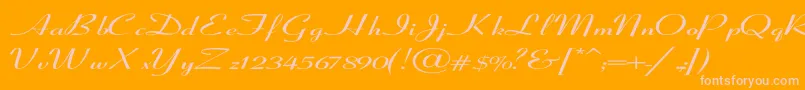 CoronetSemiboldItalicEx-Schriftart – Rosa Schriften auf orangefarbenem Hintergrund