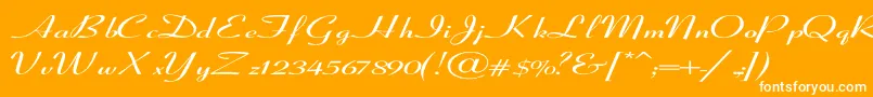 CoronetSemiboldItalicEx-Schriftart – Weiße Schriften auf orangefarbenem Hintergrund