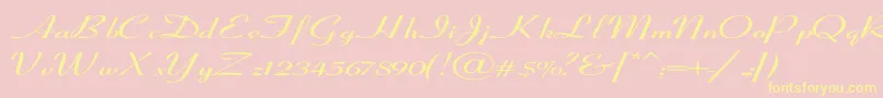 CoronetSemiboldItalicEx-Schriftart – Gelbe Schriften auf rosa Hintergrund