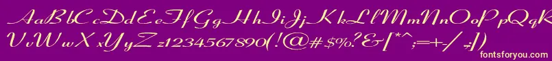 CoronetSemiboldItalicEx Font – Yellow Fonts on Purple Background