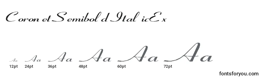 CoronetSemiboldItalicEx Font Sizes