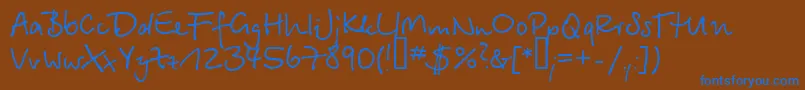 Serikbay.Kz-Schriftart – Blaue Schriften auf braunem Hintergrund