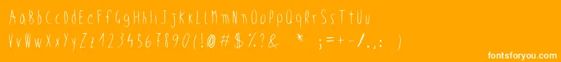 WickedChild-Schriftart – Weiße Schriften auf orangefarbenem Hintergrund