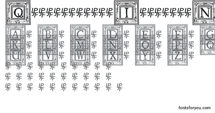 Czcionka QuanauticaleInitialsNo1 – alfabet, cyfry, specjalne znaki