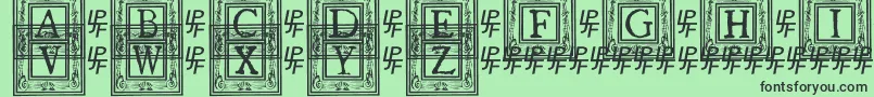 フォントQuanauticaleInitialsNo1 – 緑の背景に黒い文字