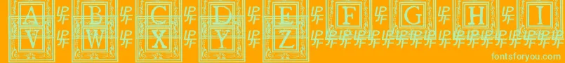 QuanauticaleInitialsNo1フォントについての詳細 フォントQuanauticaleInitialsNo1 – オレンジの背景に緑のフォント
