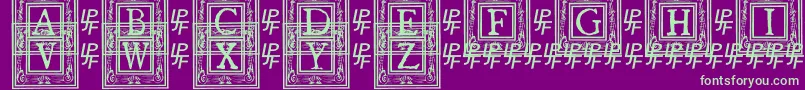 フォントQuanauticaleInitialsNo1 – 紫の背景に緑のフォント