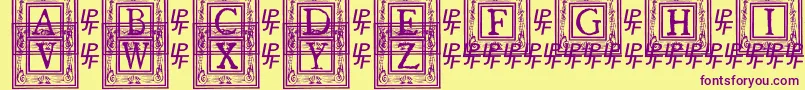 QuanauticaleInitialsNo1 Font – Purple Fonts on Yellow Background
