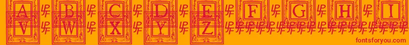 QuanauticaleInitialsNo1-fontti – punaiset fontit oranssilla taustalla