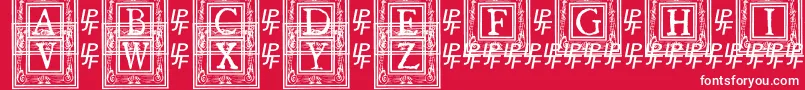 QuanauticaleInitialsNo1-fontti – valkoiset fontit punaisella taustalla