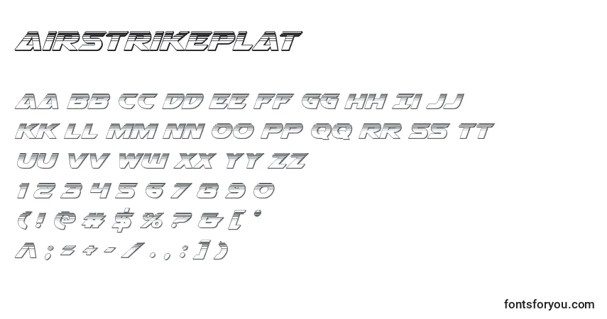 characters of airstrikeplat font, letter of airstrikeplat font, alphabet of  airstrikeplat font